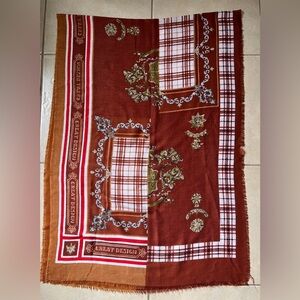 GERARD PASQUIER FRANCE WOMEN'S BROWN RED LARGE SCARF PRINTED SZ 76x28"